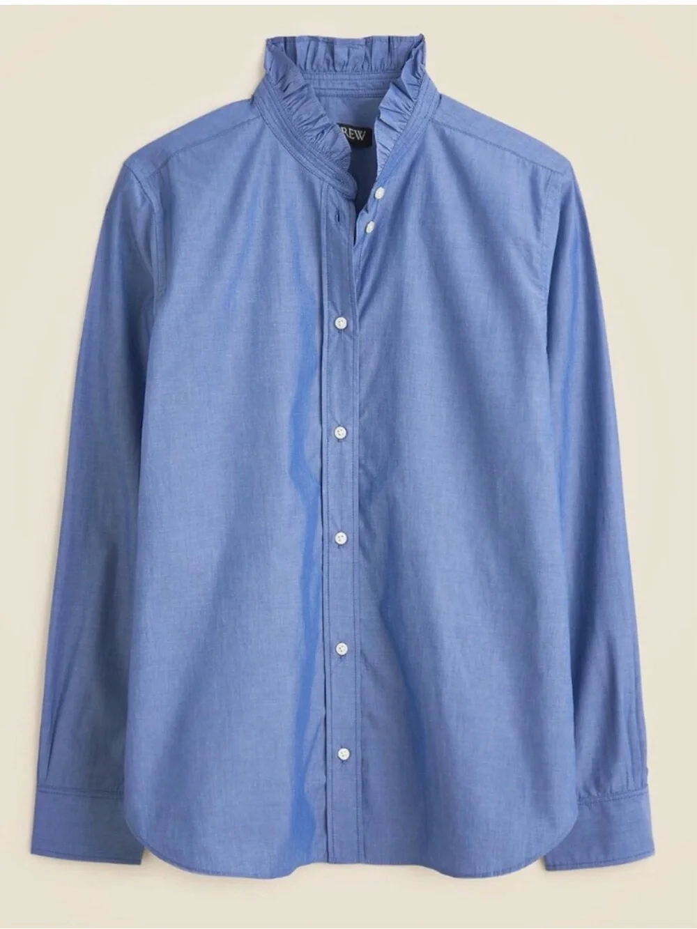 NEW J. Crew Jules Ruffle Collar Cotton Poplin Shirt Cornflower Blue Size 2 CN523